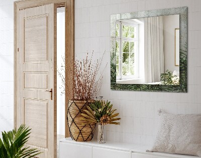 Rechthoekige spiegel met print Groene varenbladeren