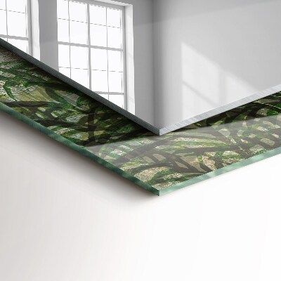 Rechthoekige spiegel met print Groene varenbladeren