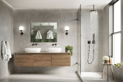 Rechthoekige spiegel met print Groene varenbladeren