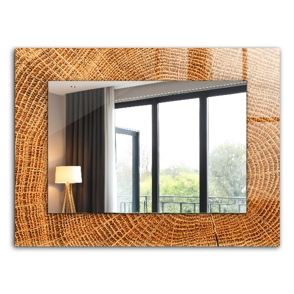 Rechthoekige spiegel met decoratie Doorsnede van een boomstam met groeiringen