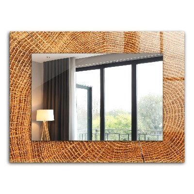 Rechthoekige spiegel met decoratie Doorsnede van een boomstam met groeiringen