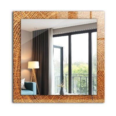 Rechthoekige spiegel met decoratie Doorsnede van een boomstam met groeiringen