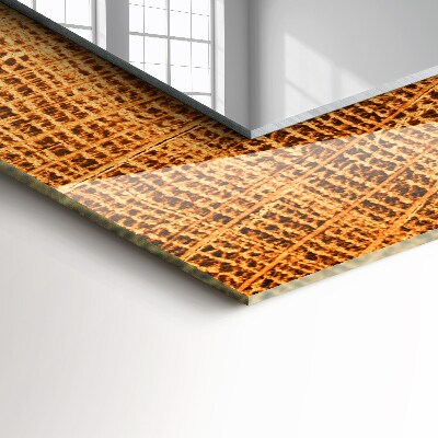 Rechthoekige spiegel met decoratie Doorsnede van een boomstam met groeiringen