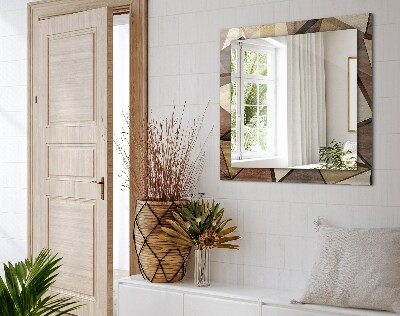 Rechthoekige spiegel met print Houten geometrische patronen