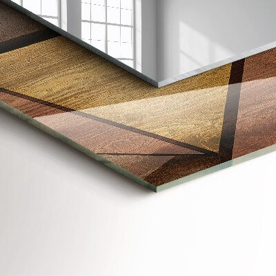 Rechthoekige spiegel met print Houten geometrische patronen