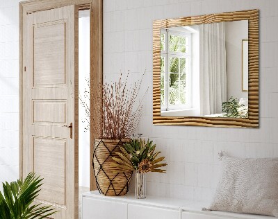 Rechthoekige spiegel met decoratie Houten golven