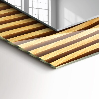 Rechthoekige spiegel met decoratie Houten golven