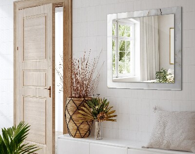 Rechthoekige spiegel met print Wit marmerpatroon