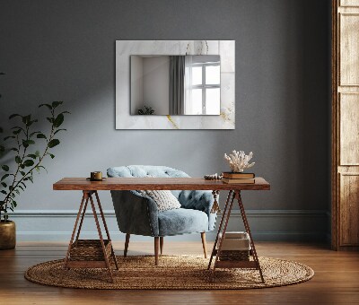 Rechthoekige spiegel met print Wit marmerpatroon