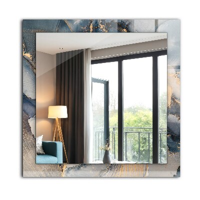 Rechthoekige spiegel met decoratie Abstracte blauwe kunst