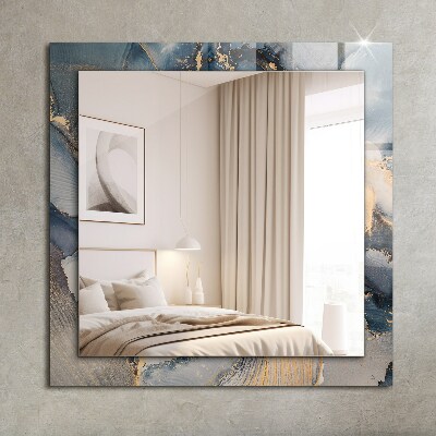 Rechthoekige spiegel met decoratie Abstracte blauwe kunst