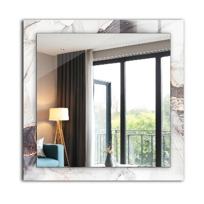 Rechthoekige spiegel met print Abstracte marmerkunst