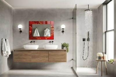 Rechthoekige spiegel met decoratie Abstracte rode verf