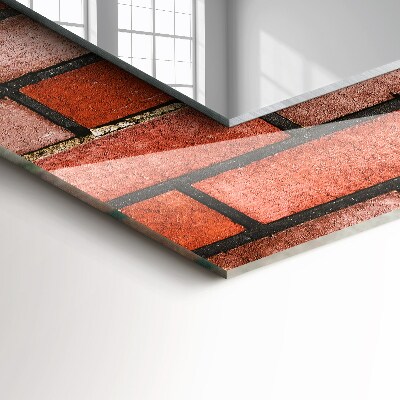 Rechthoekige spiegel met print Rode bakstenen muur