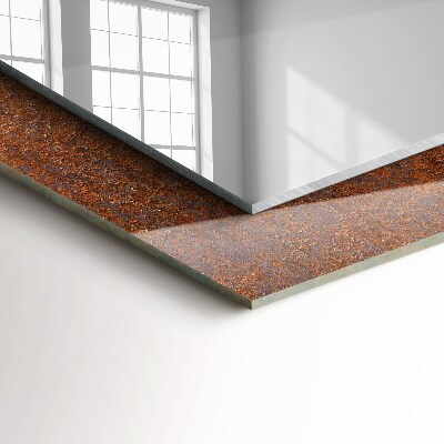 Rechthoekige spiegel met decoratie Roestig metalen oppervlak