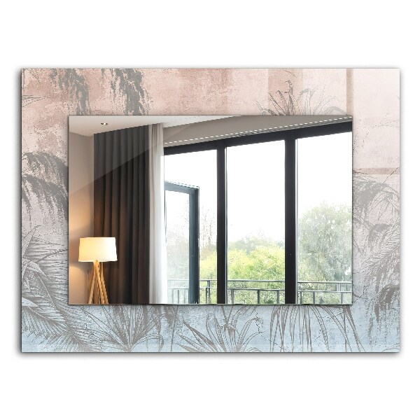 Rechthoekige spiegel met decoratie Pastelkleurige planten