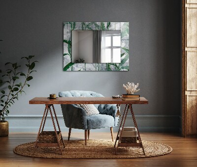 Rechthoekige spiegel met print De groene bladeren van de plant