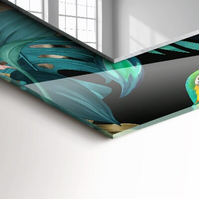 Rechthoekige spiegel met decoratie Tijgers papegaaien jungle