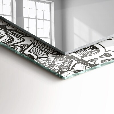 Rechthoekige spiegel met print Zwart-witte patronen