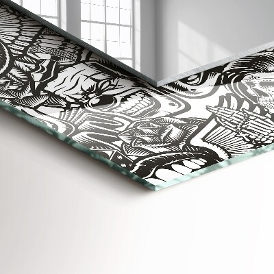 Rechthoekige spiegel met print Zwart-witte patronen