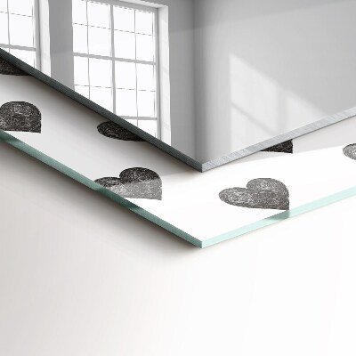 Rechthoekige spiegel met decoratie Zwart hartenpatroon