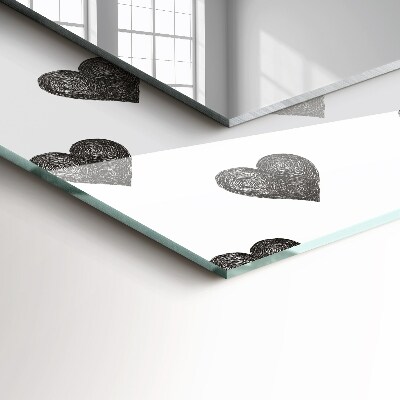 Rechthoekige spiegel met decoratie Zwart hartenpatroon