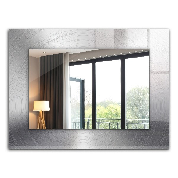 Rechthoekige spiegel met print Rond metalen oppervlak