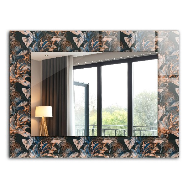 Rechthoekige spiegel met print Bloemen en bladeren