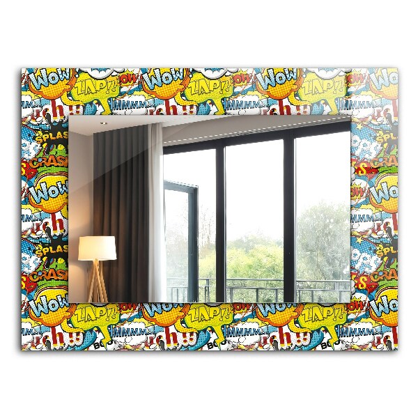 Rechthoekige spiegel met print Kleurrijke komische tekstballonnen
