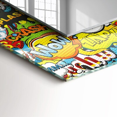 Rechthoekige spiegel met print Kleurrijke komische tekstballonnen