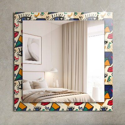 Rechthoekige spiegel met print Ogen, mond, vormen