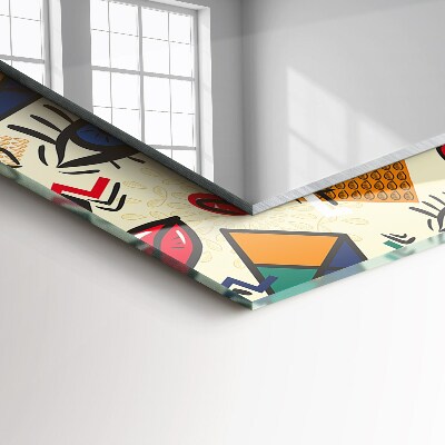 Rechthoekige spiegel met print Ogen, mond, vormen