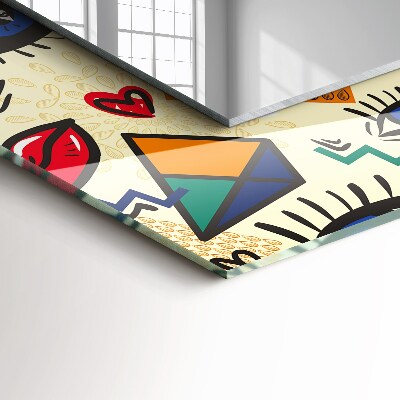 Rechthoekige spiegel met print Ogen, mond, vormen