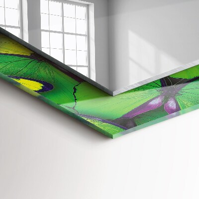 Rechthoekige spiegel met decoratie Blauwe en groene vlinders