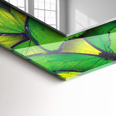 Rechthoekige spiegel met decoratie Blauwe en groene vlinders