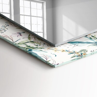 Rechthoekige spiegel met print Bloemen aquarelpatroon