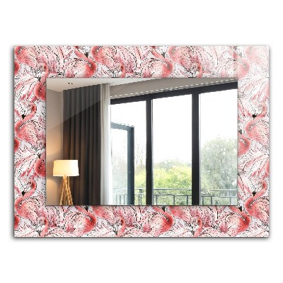 Rechthoekige spiegel met decoratie Roze flamingo's