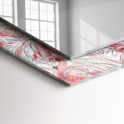 Rechthoekige spiegel met decoratie Roze flamingo's