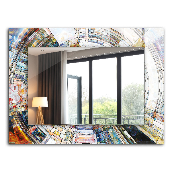 Rechthoekige spiegel met print Abstract mozaïek van cirkels