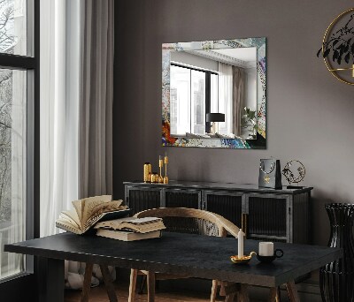 Rechthoekige spiegel met print Abstract mozaïek van cirkels