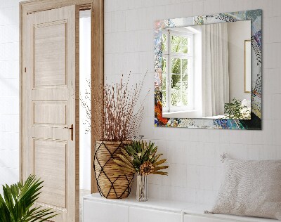 Rechthoekige spiegel met print Abstract mozaïek van cirkels