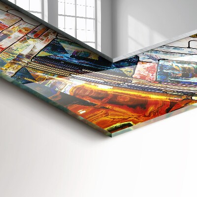 Rechthoekige spiegel met print Abstract mozaïek van cirkels