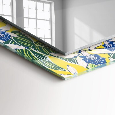 Rechthoekige spiegel met print Bloemen en bladeren