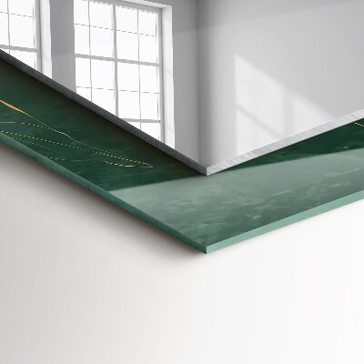 Rechthoekige spiegel met print Groene bladeren goud
