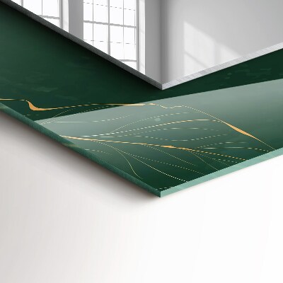 Rechthoekige spiegel met print Groene bladeren goud