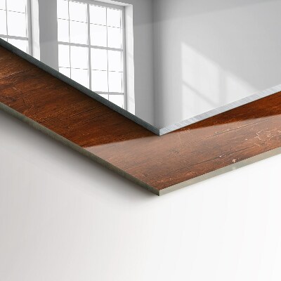Rechthoekige spiegel met decoratie Oude houten tafel