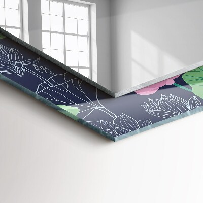 Rechthoekige spiegel met print Roze lotusbloemen