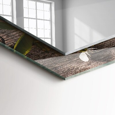 Rechthoekige spiegel met decoratie Bloemen op hout