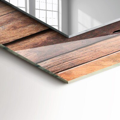 Rechthoekige spiegel met decoratie Houten paneelwand