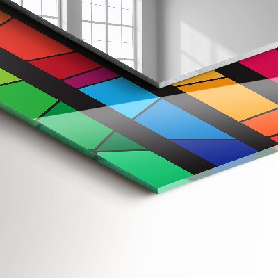 Rechthoekige spiegel met print Kleurrijke glas-in-loodstrepen